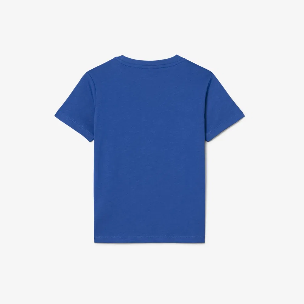 Детская базовая хлопковая футболка Lacoste, синяя — фото 3