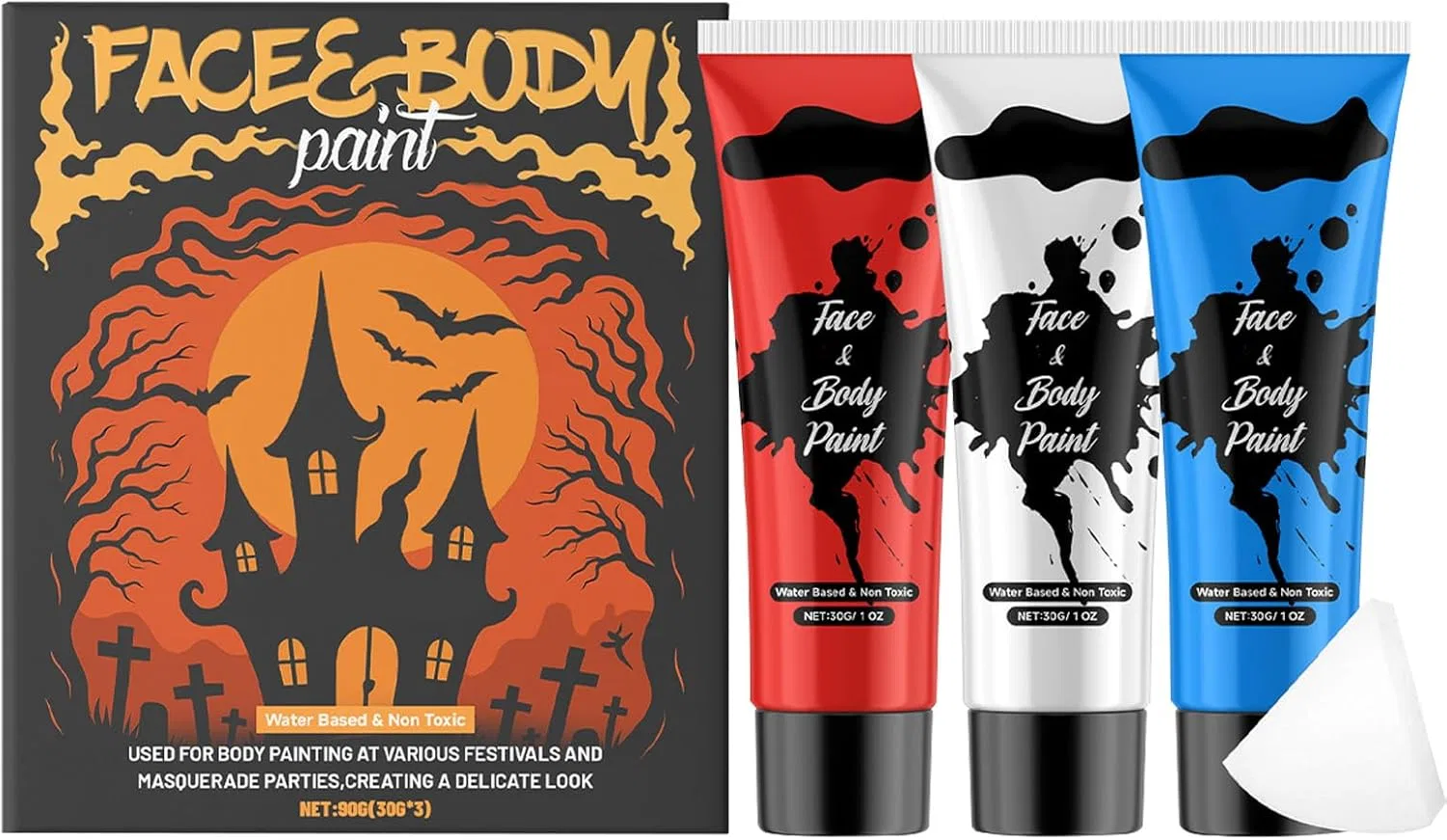 Набор красок для тела Halloween Liquid Face Paint Set of 3, 30 г