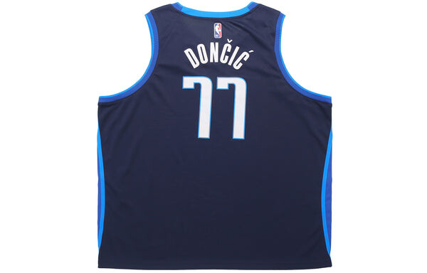 Футболка баскетбольная майка жилет nba retro fan edition версия dallas mavericks doncic № 77 Nike, синий — фото 2