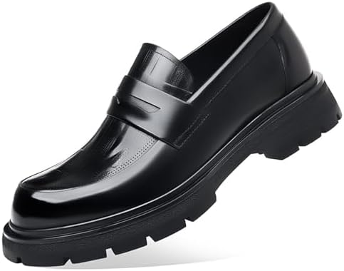 

Мужские роскошные лоферы с массивной подошвой из натуральной кожи, без шнурков, с круглым носком, подошва с протектором, лаковые деловые туфли, классические, противоскользящие, для вечеринок, свадеб, выпускных и работы Bhdjk, черный