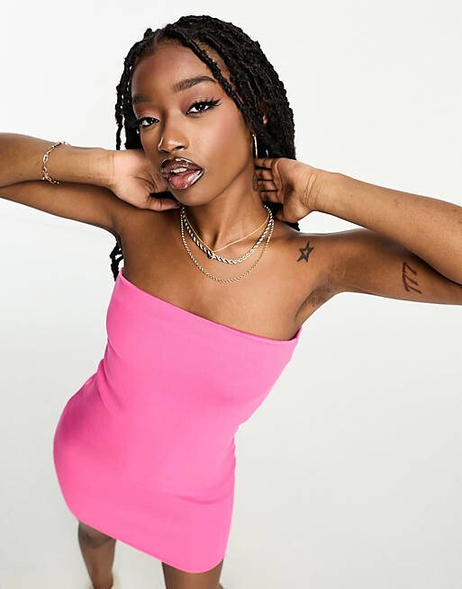 

Розовое трикотажное платье-бандо ASOS DESIGN, Розовый, Розовое трикотажное платье-бандо ASOS DESIGN