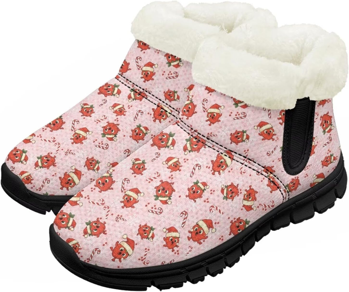 

Детские зимние ботинки для девочек и мальчиков, водонепроницаемые, с противоскользящей подошвой, утепленные мехом, для улицы, зимние кроссовки для маленьких и больших детей Chririnla, Christmas Strawberry