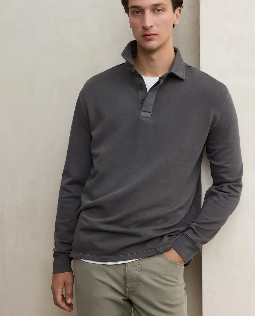 

Мужская толстовка с воротником-рубашкой и скрытой застежкой на пуговицы Ecoalf, темно-серый