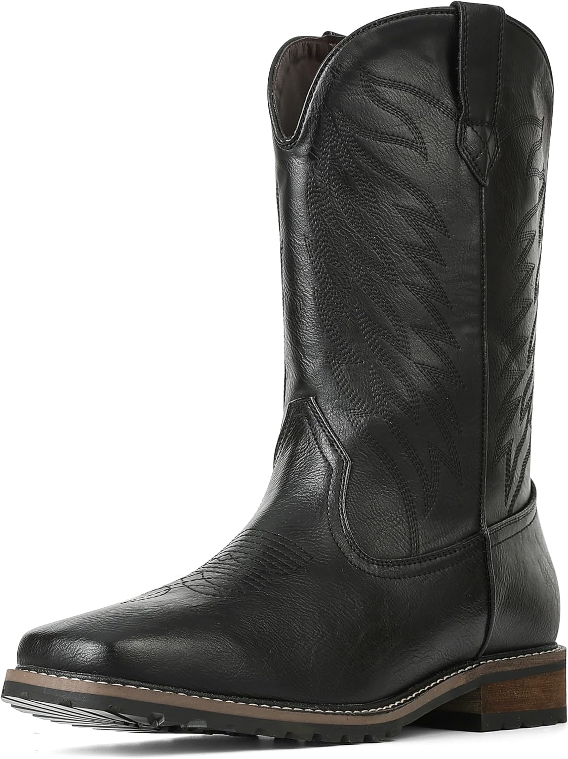 

Мужские ковбойские сапоги femflame с квадратным носком, с вышивкой, потертые сапоги, традиционные вестерн-сапоги, черный