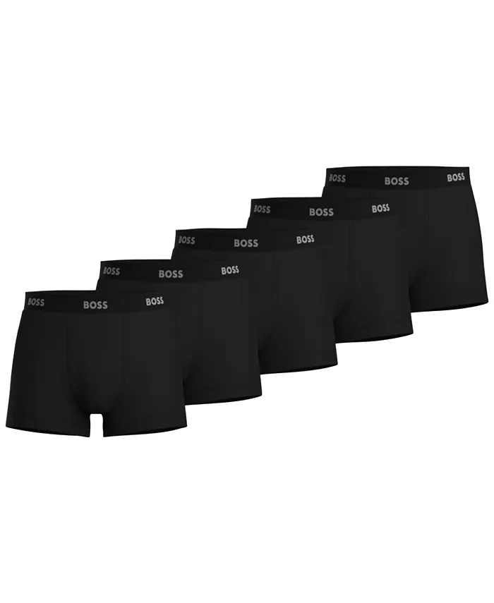 

Мужские трусы-боксеры 5 штук, однотонные, Authentic Solid Trunks Hugo Boss, черный
