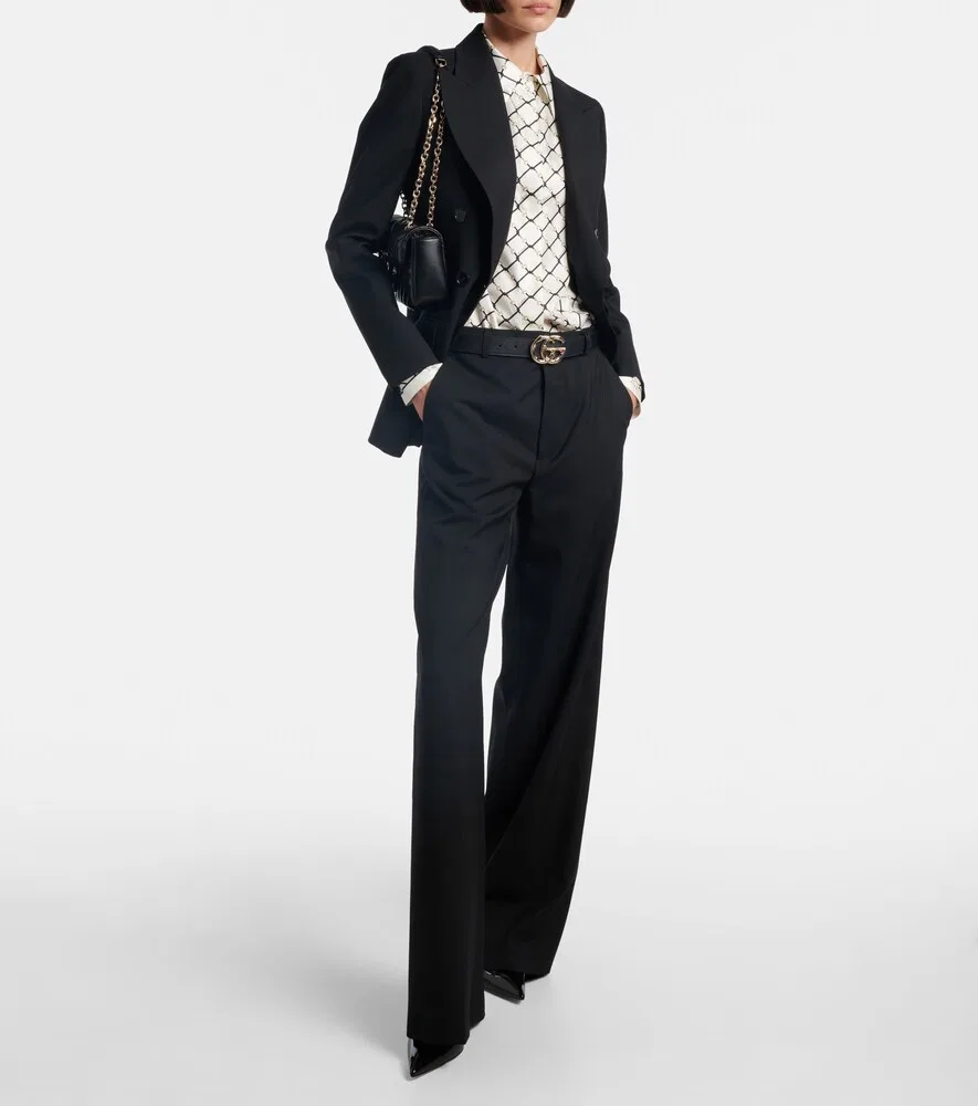 Рубашка Gucci Horsebit, шелковая классическая, белый — фото 2