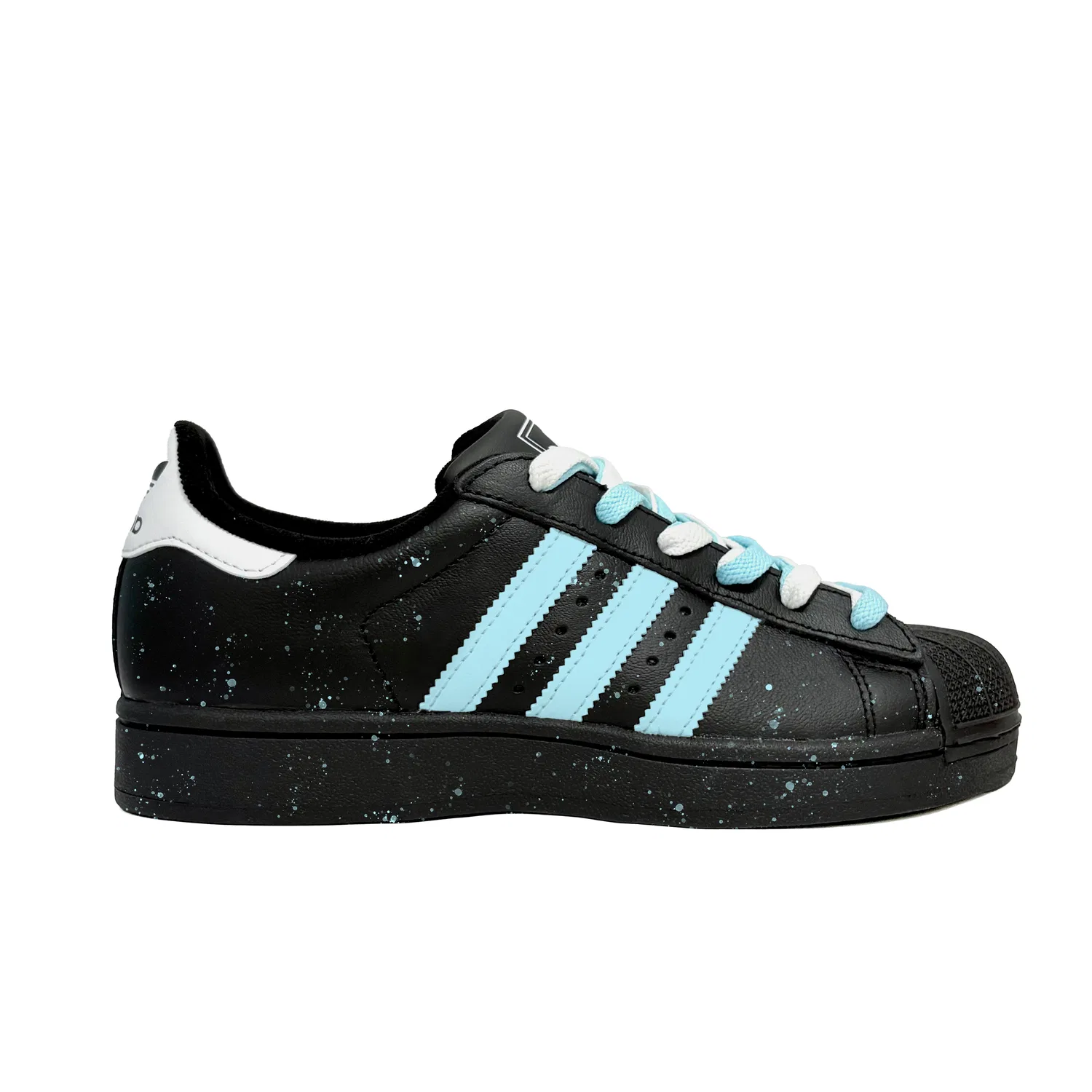 Кроссовки для скейтбординга Superstar 2 Blue Ink Splatter Leather Abrasion Resistant Low top Kids' Black Adidas Originals — фото 3
