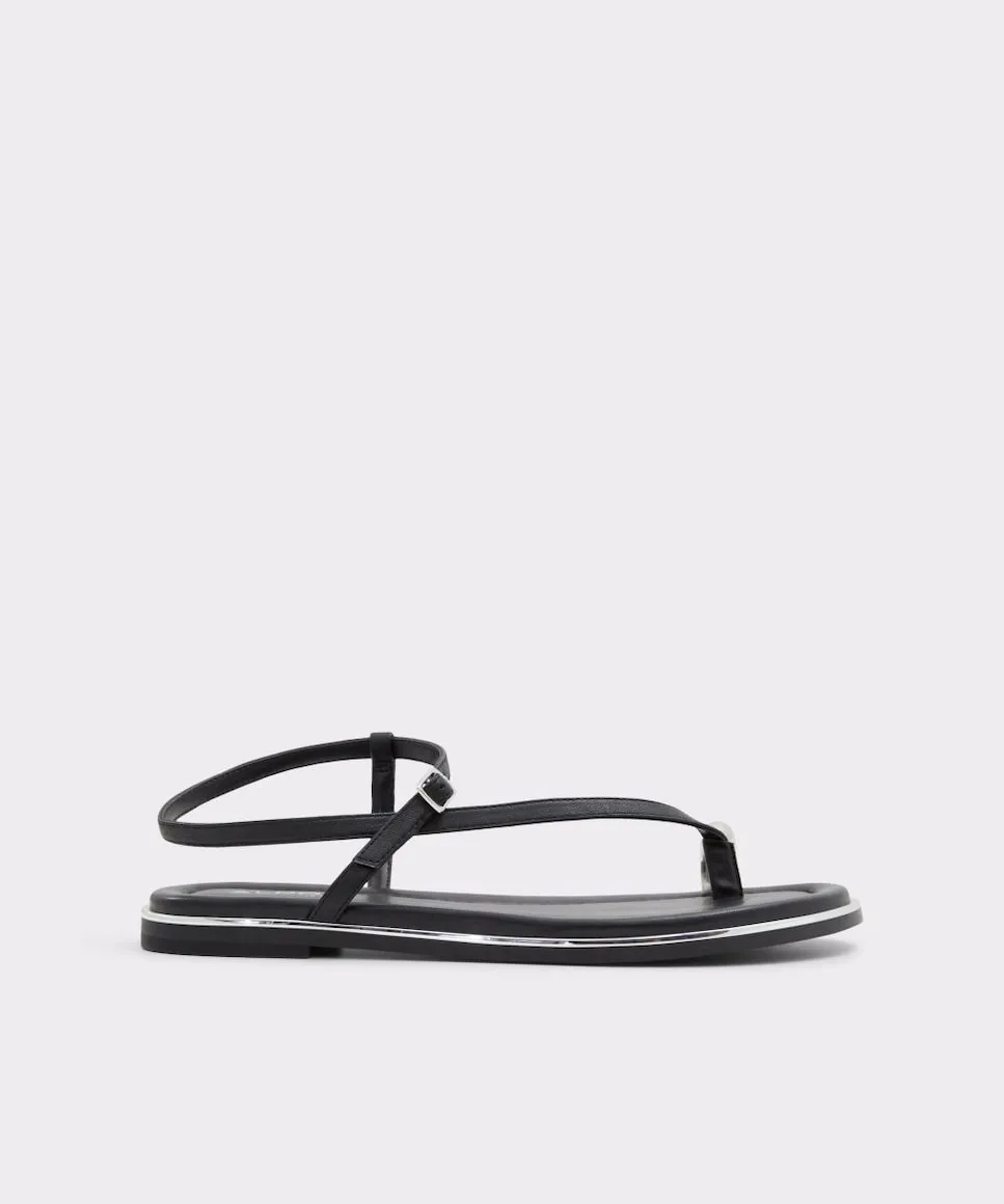 Сандалии женские кожаные на плоской подошве с круглым носком Aldo, черный