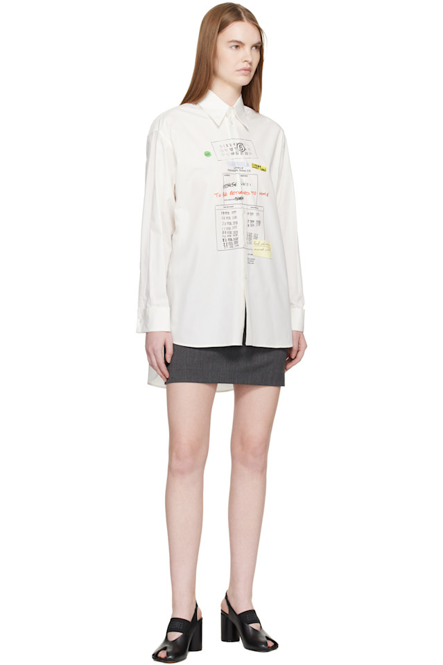 Mm6 Maison Margiela Рубашка из хлопкового поплина цвета слоновой кости — фото 4
