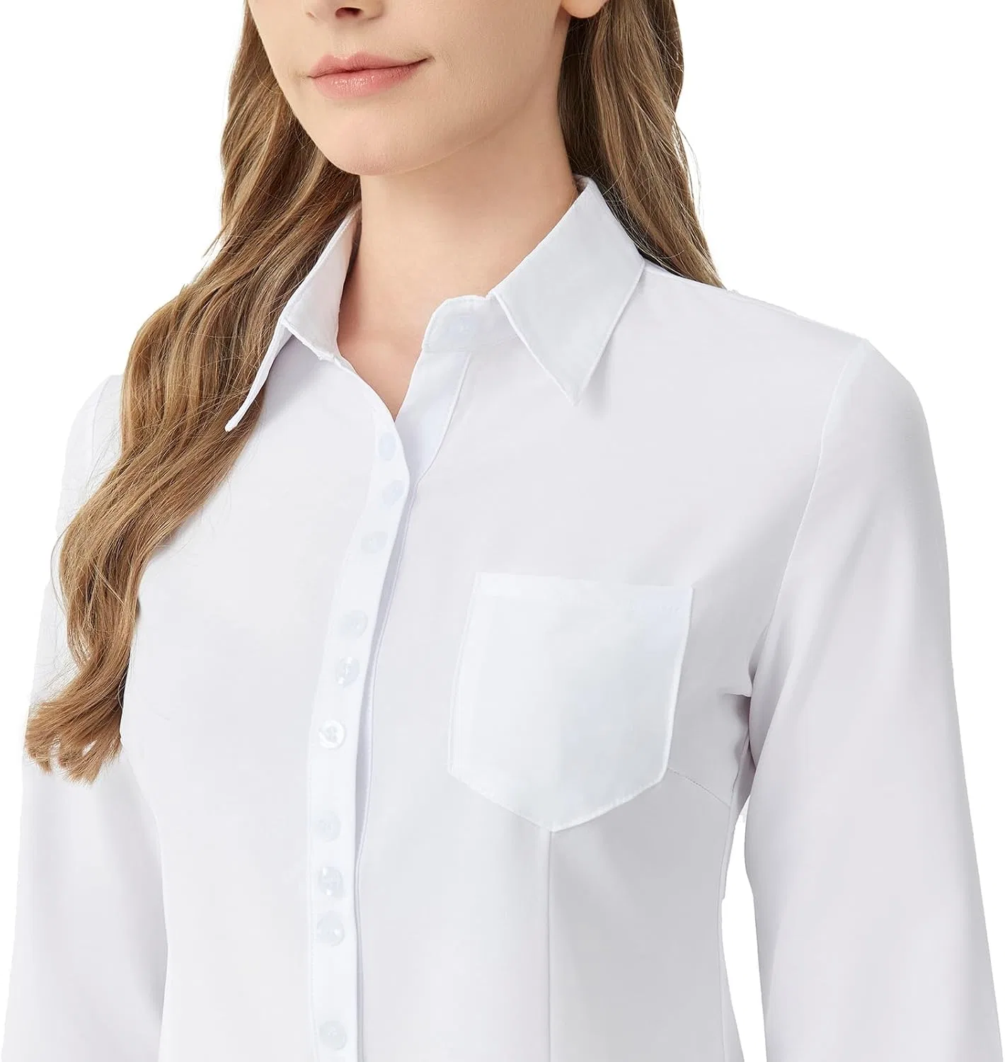 Блуза классическая с длинным рукавом Button Down, белый — фото 3
