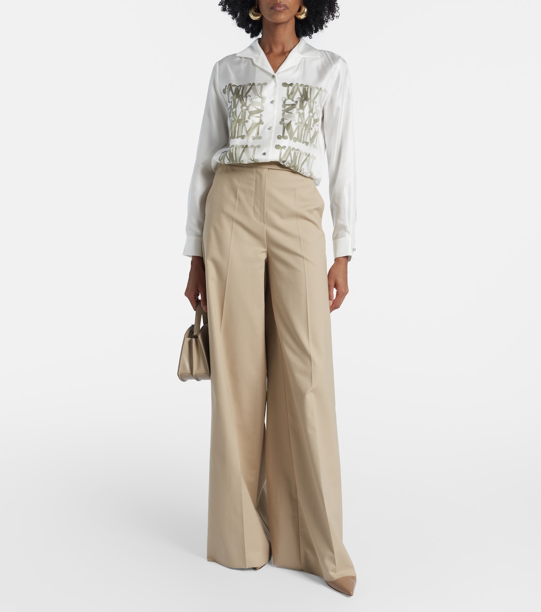Широкие брюки из хлопковой смеси Max Mara, Pomice — фото 2