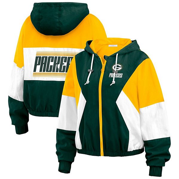 

Женская куртка-ветровка green bay packers с цветными блоками Wear By Erin Andrews