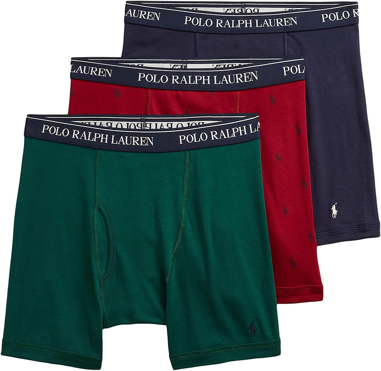 

POLO RALPH LAUREN Мужские классические боксеры 3 шт с влагоотводящим эффектом, Navy,Green