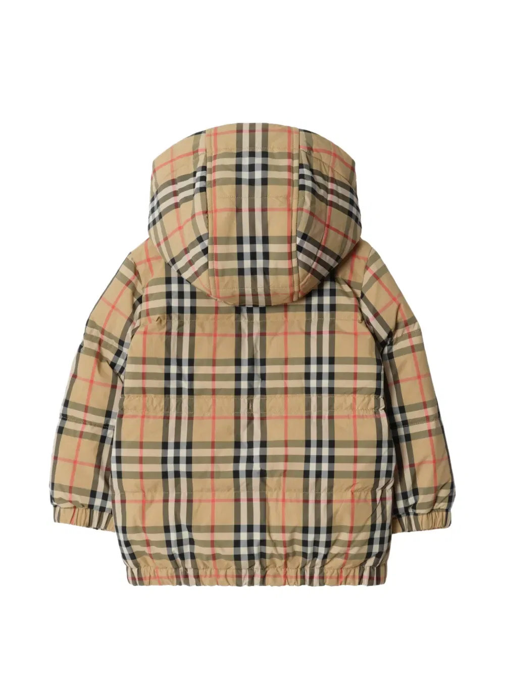 Нейлоновая пуховая куртка в клетку Burberry Kids, нейтральный — фото 2