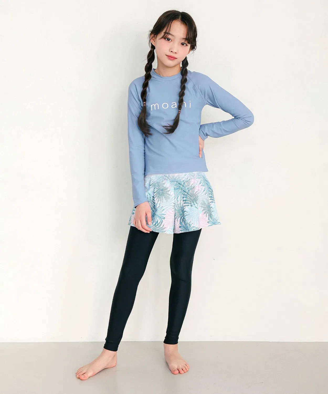 Рашгард шорты с леггинсами детские, защита от ультрафиолета 99%, UPF50+, синие — фото 3
