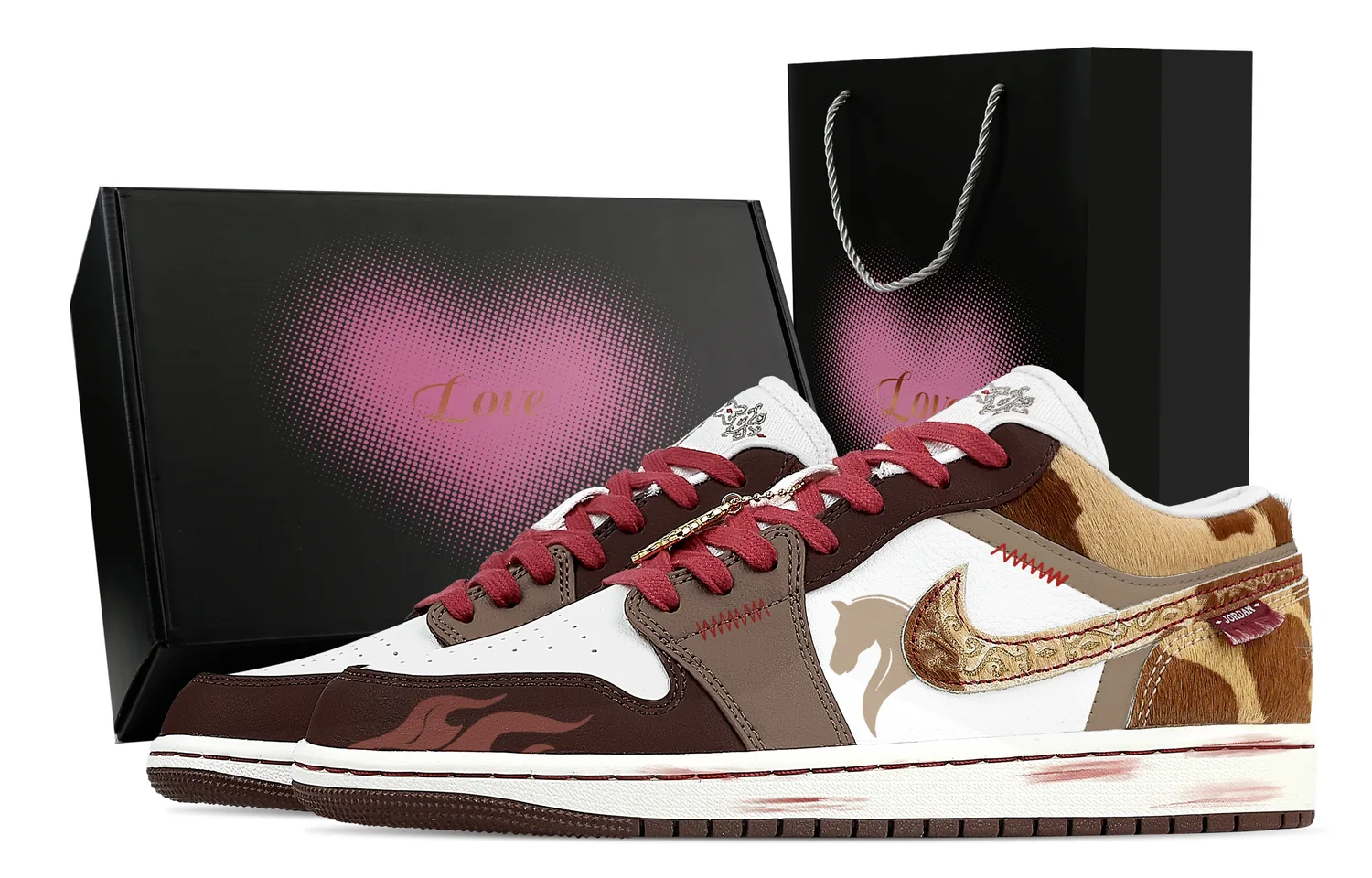 Jordan Кроссовки Air 1 Prosperous Endeavors, Heart Box Low Top Vintage мужские, цвет tan