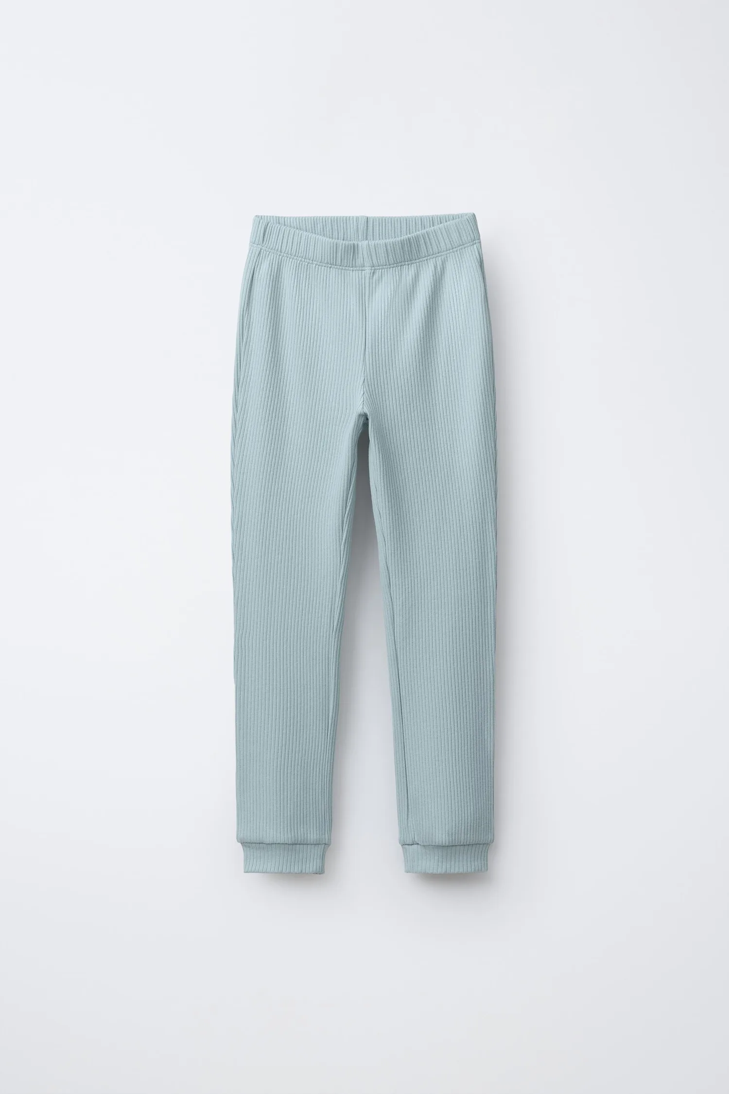 Для детей 6-14 лет / однотонная ребристая пижама Zara, зеленый — фото 4