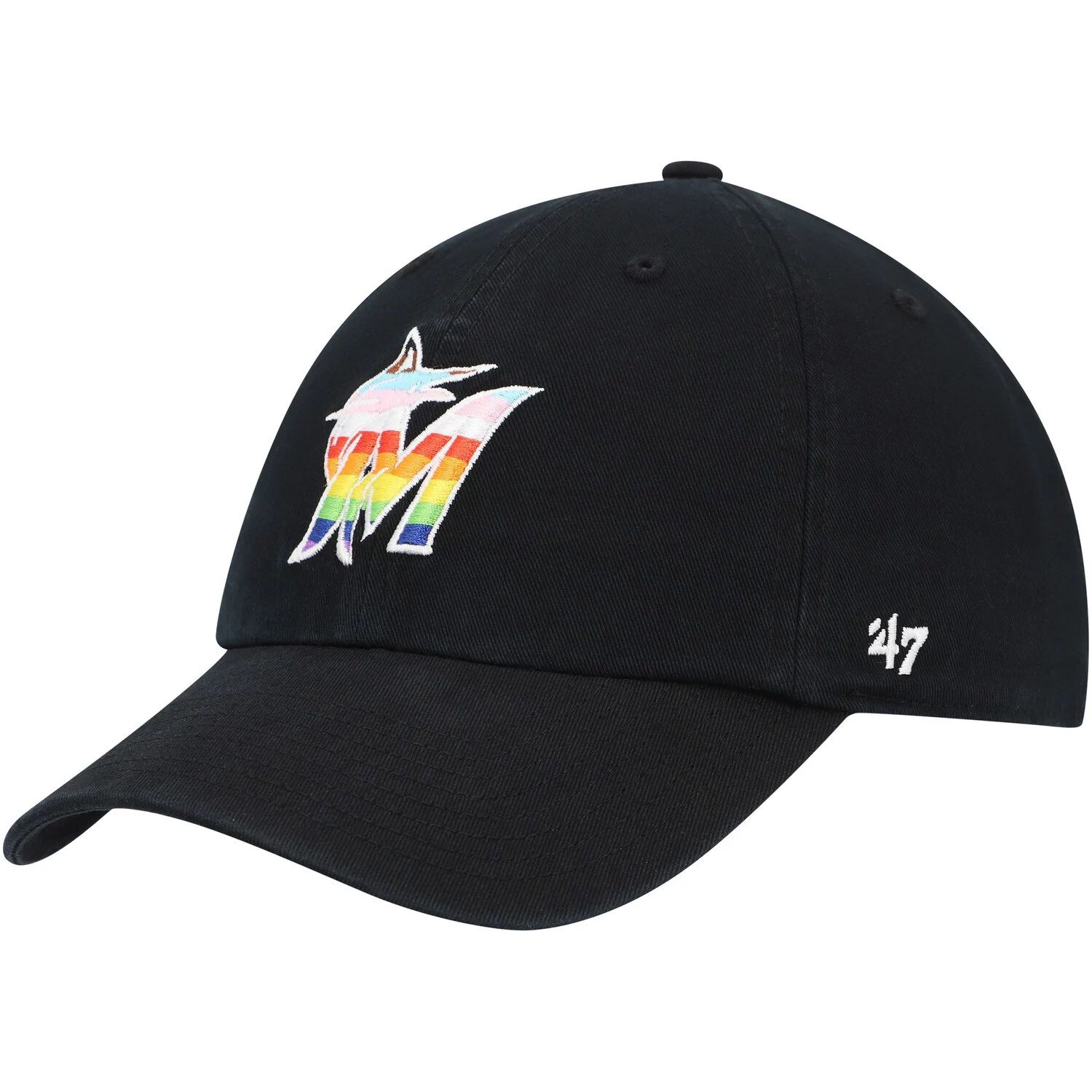 

Мужская черная регулируемая кепка Miami Marlins Team Pride '47 Clean Up