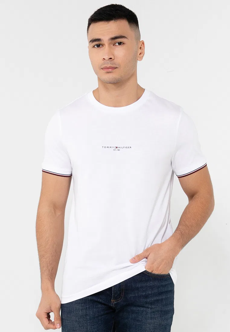 Футболка, слим фит, Tipped Tommy Hilfiger, белый
