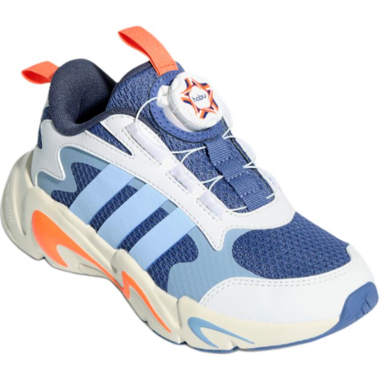 Adidas Детские низкие кроссовки PLAYFLEX HABU из ткани, нескользящие и износостойкие, синего цвета — фото 4
