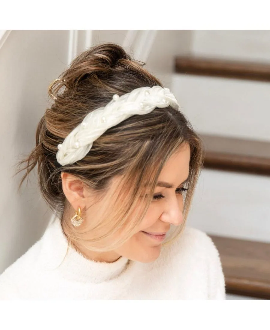 Headbands of Hope Повязка на голову «Румяная коса» - «Белая жемчужина» — фото 3