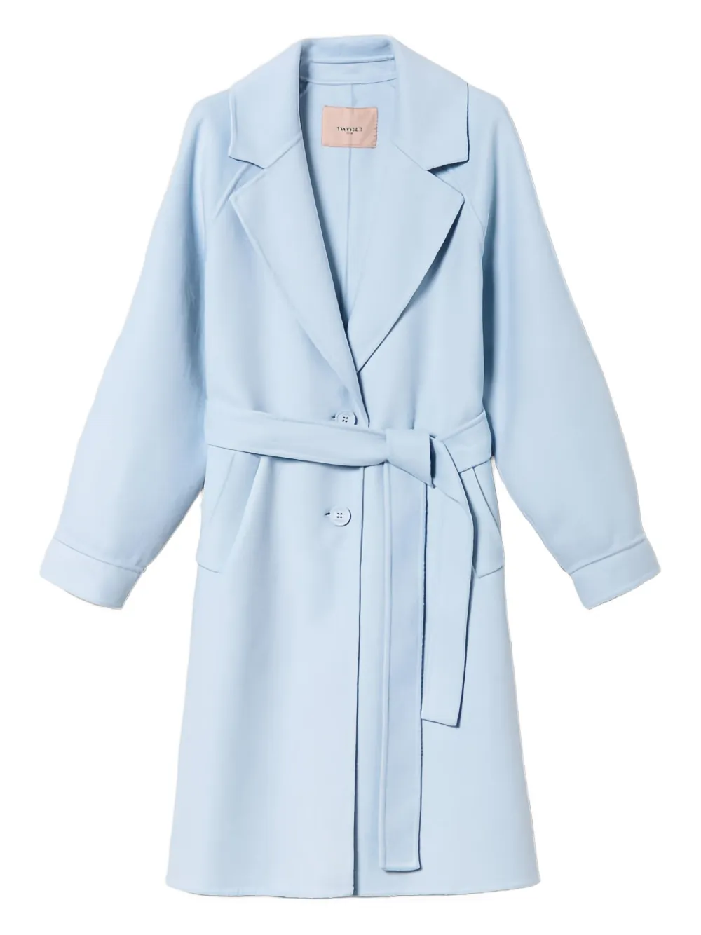 

Однобортное пальто с поясом Twinset, синий
