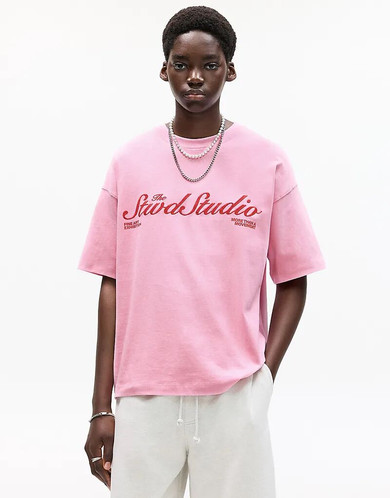 

Футболка студии Pull&Bear STWD розового цвета