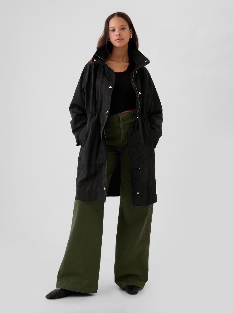 

Нейлоновое пальто оверсайз Gap, черный