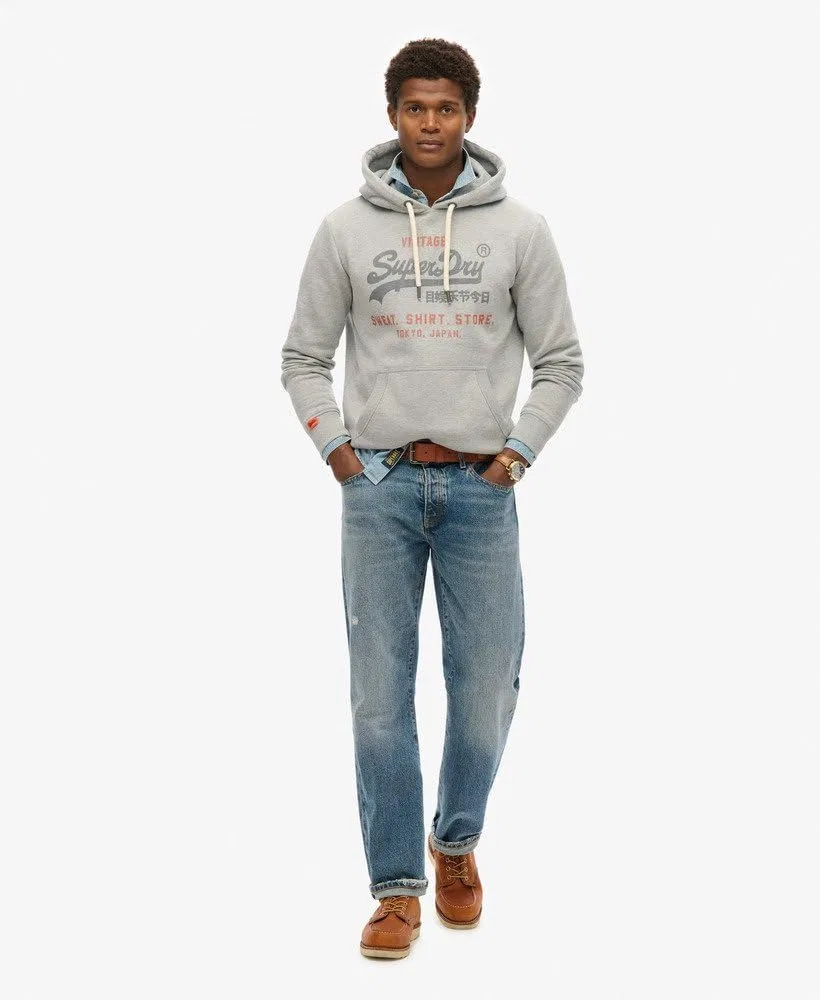 Мужская толстовка Superdry с винтажным логотипом и свободным кроем, цвет College Grey Marl — фото 2