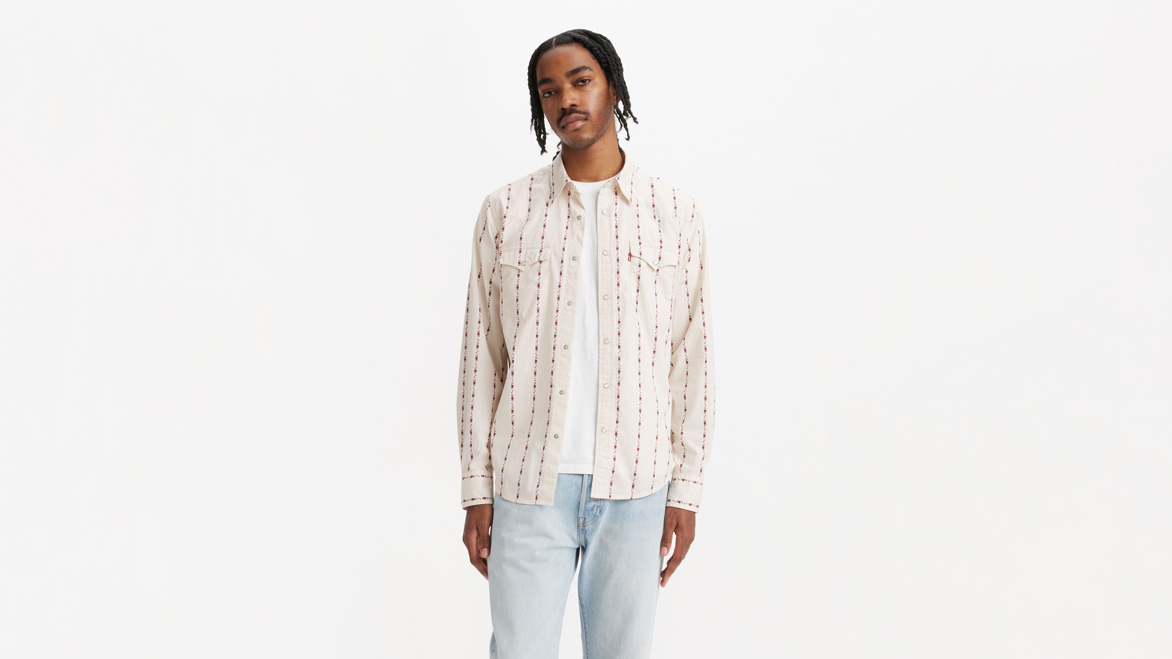 

Классическая рубашка в стиле вестерн стандартного кроя Levi's, цвет Aaron Floral Stripe Egret - Multi-Color