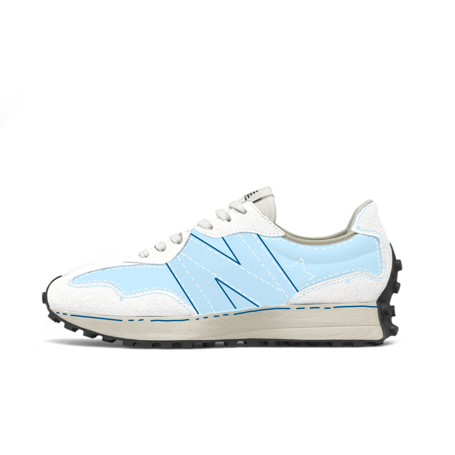 

New Balance Дышащие кроссовки NB 327 low top для городских поездок унисекс белый синий
