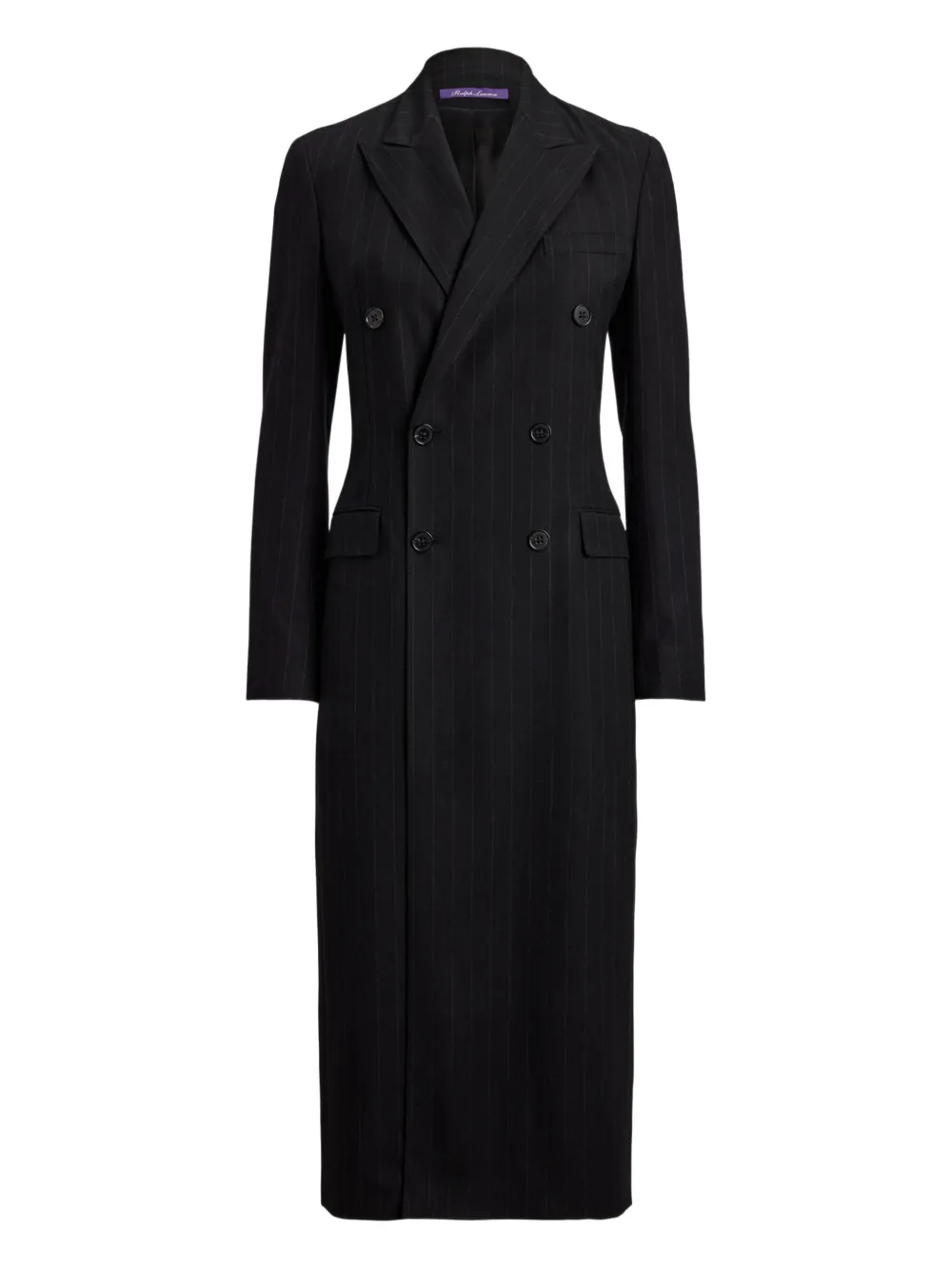 

Миди-платье в мелкую полоску на двухрядной застежке Ralph Lauren Collection, черный