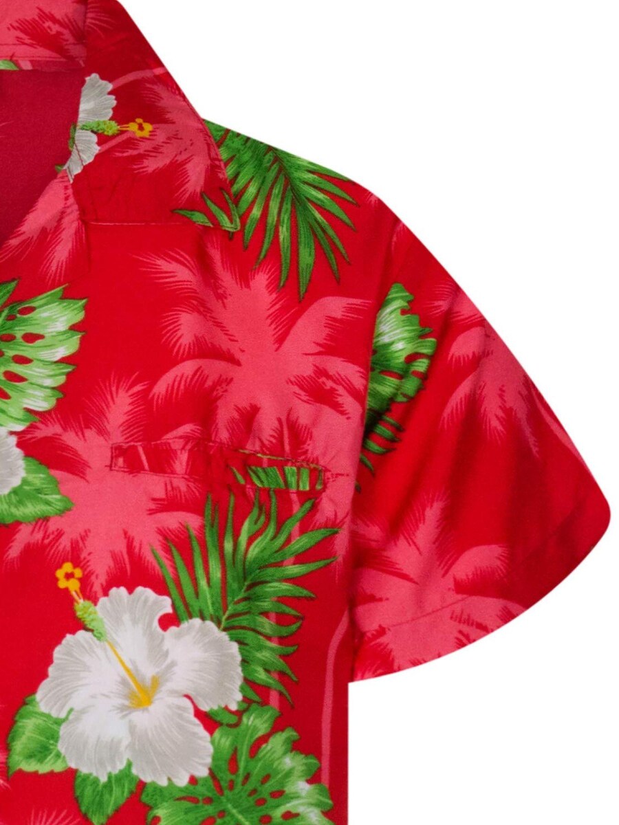 Рубашка на пуговицах классического кроя King Kameha Small Flower, красный — фото 4