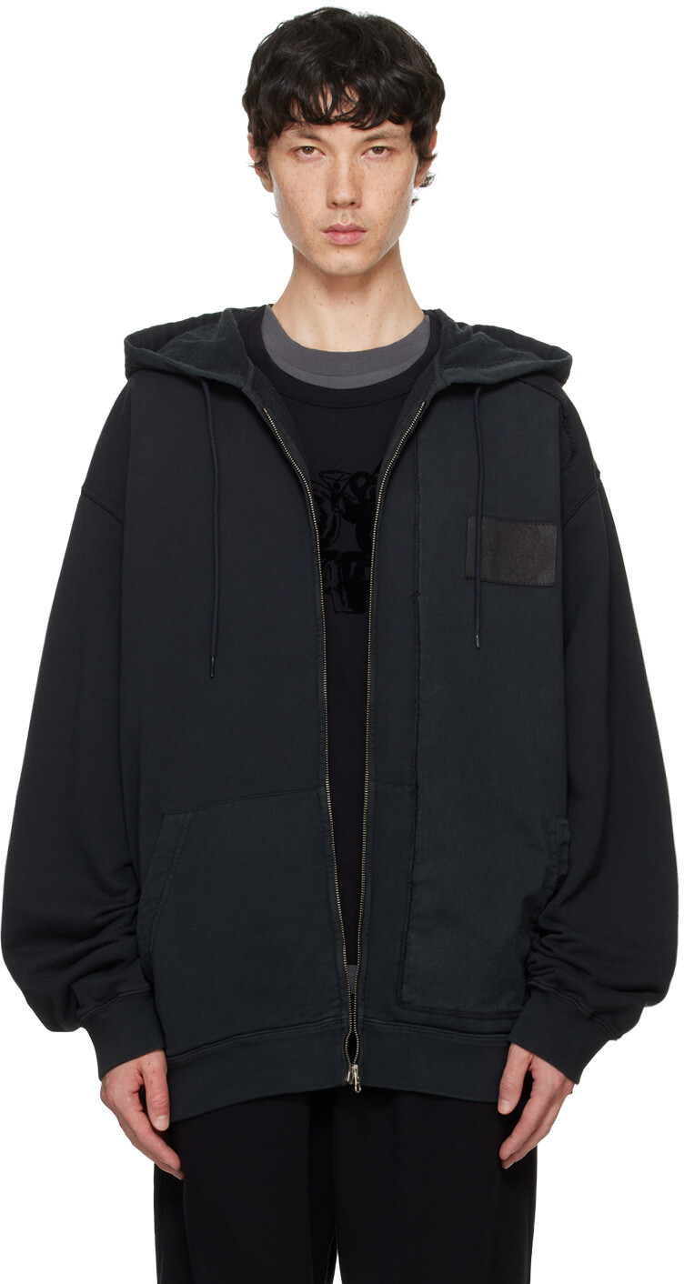 

Черная толстовка с капюшоном на молнии MM6 Maison Margiela