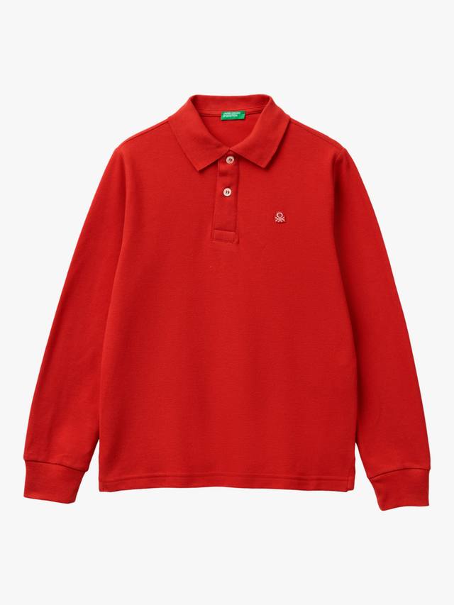 

Детская хлопковая поло с длинными рукавами Benetton, Red