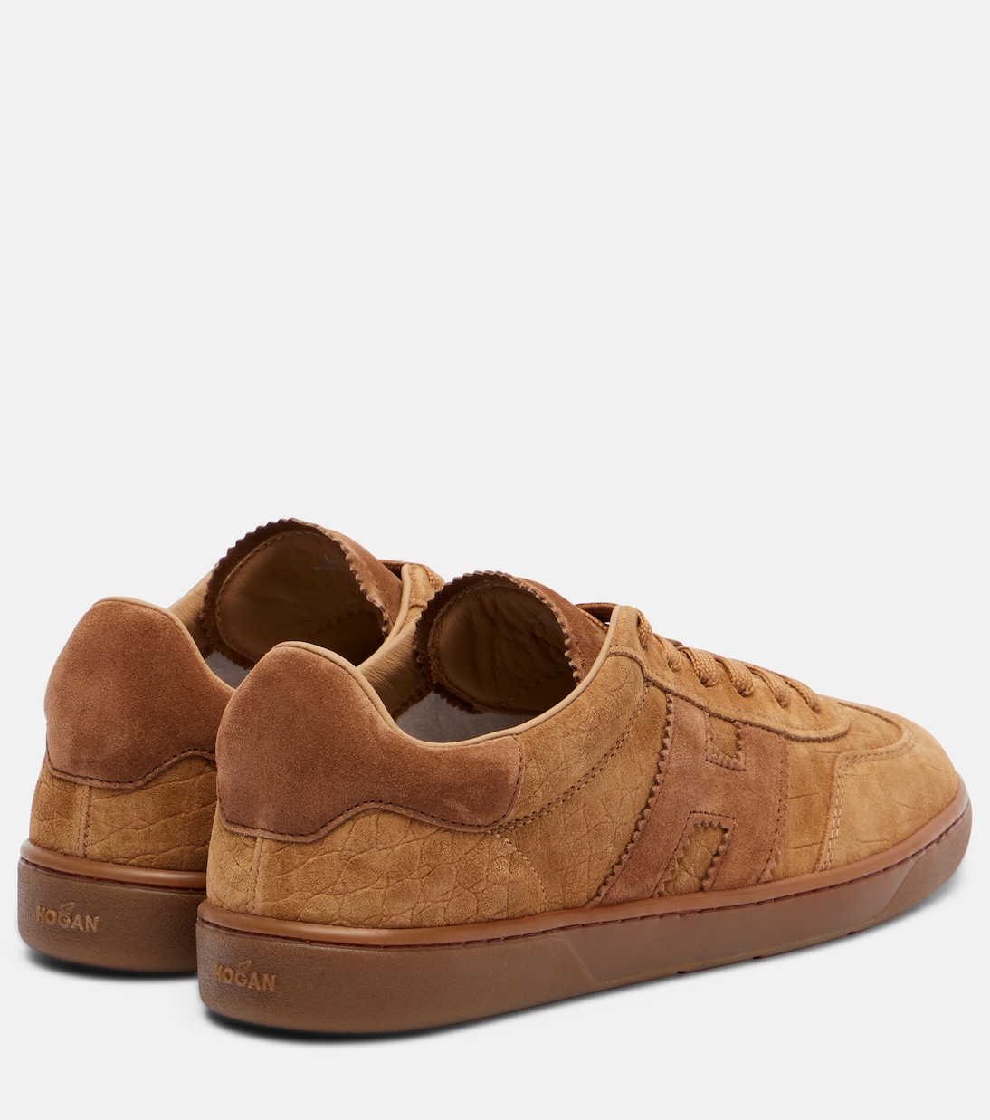 Кроссовки из замши с эффектом крокодиловой кожи Hogan, C811(Cammello Ch)+S609(Woody) — фото 2