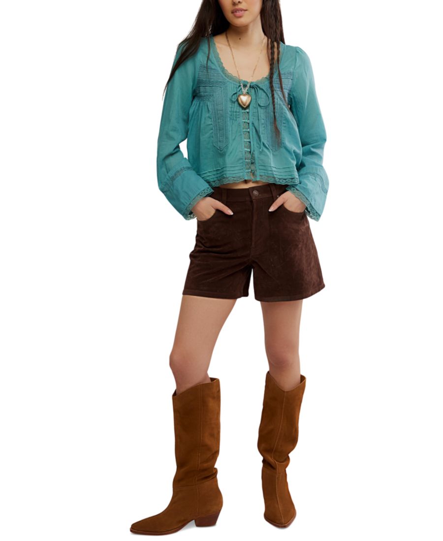 

Женские шорты Tippi из искусственной замши Free People, Chicory Coffee