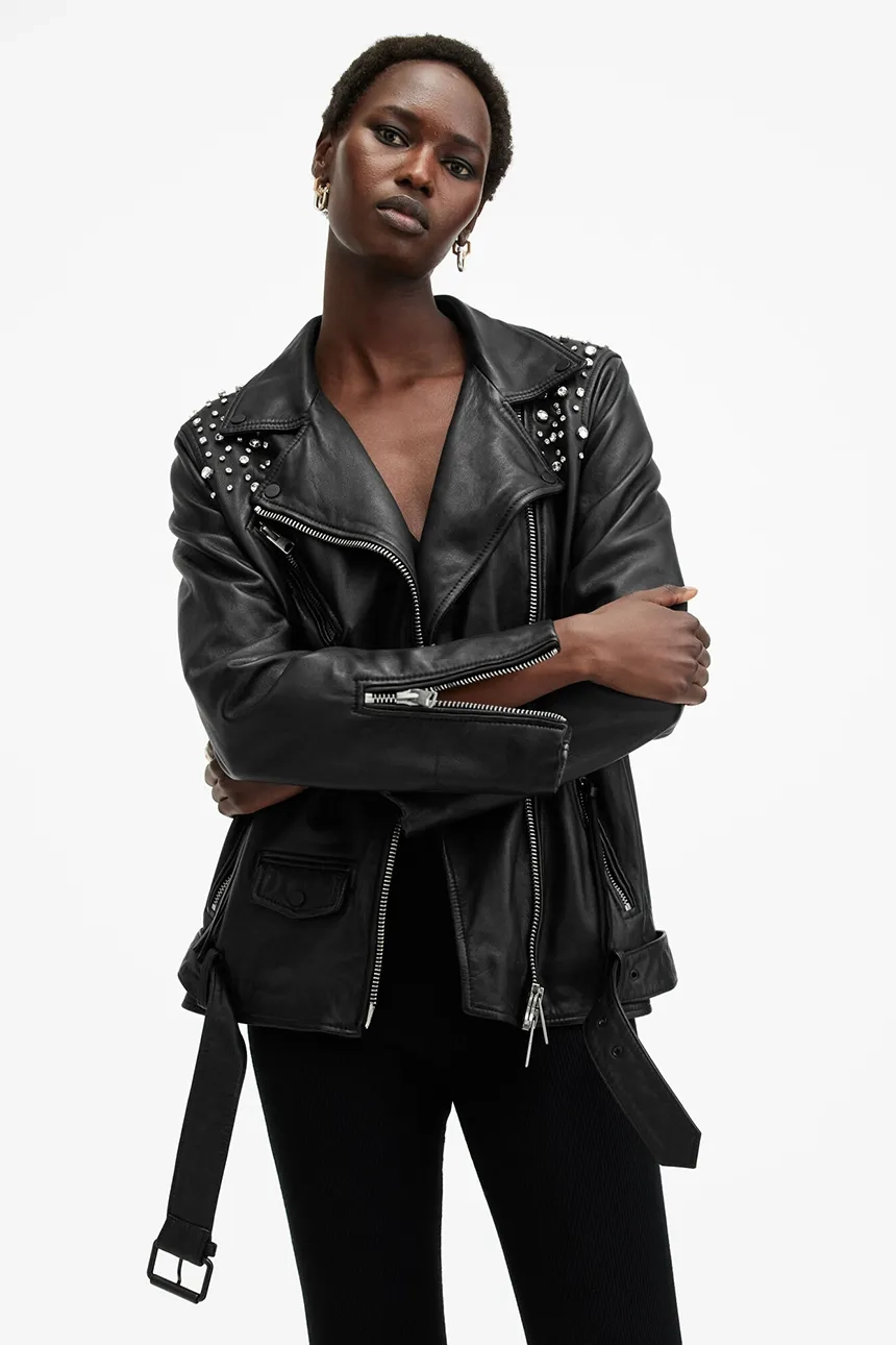 

Кожаная куртка BILLIE EMB AllSaints, черный