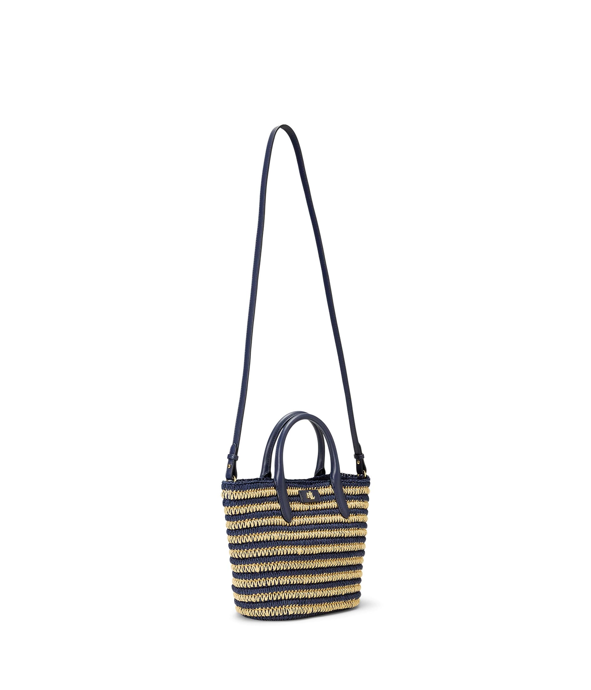 

Сумка-тоут Lauren Ralph Lauren Striped Straw Medium Brie Tote Bag, цвет Natural Refined Navy/Refined Navy