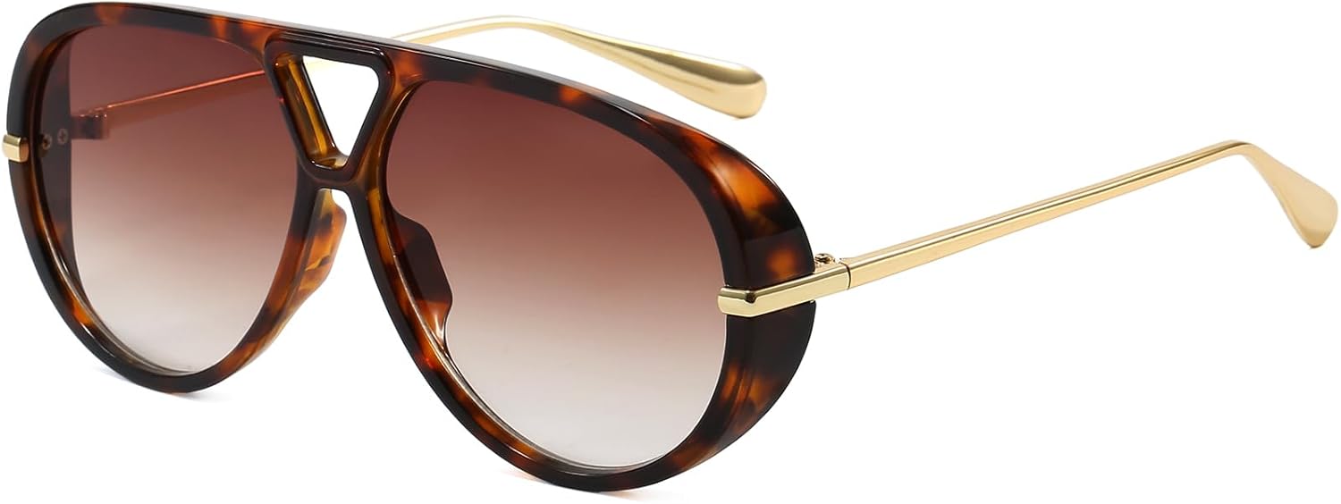 

Солнцезащитные очки-авиаторы AIEYEZO большого размера для женщин и мужчин, модные ретро-очки в крупной оправе, дизайнерские женские солнцезащитные очки, Tortoise/Brown Gradient