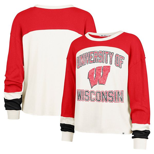 

Женская футболка с длинным рукавом '47 cream wisconsin badgers double header curve raglan 47 Brand