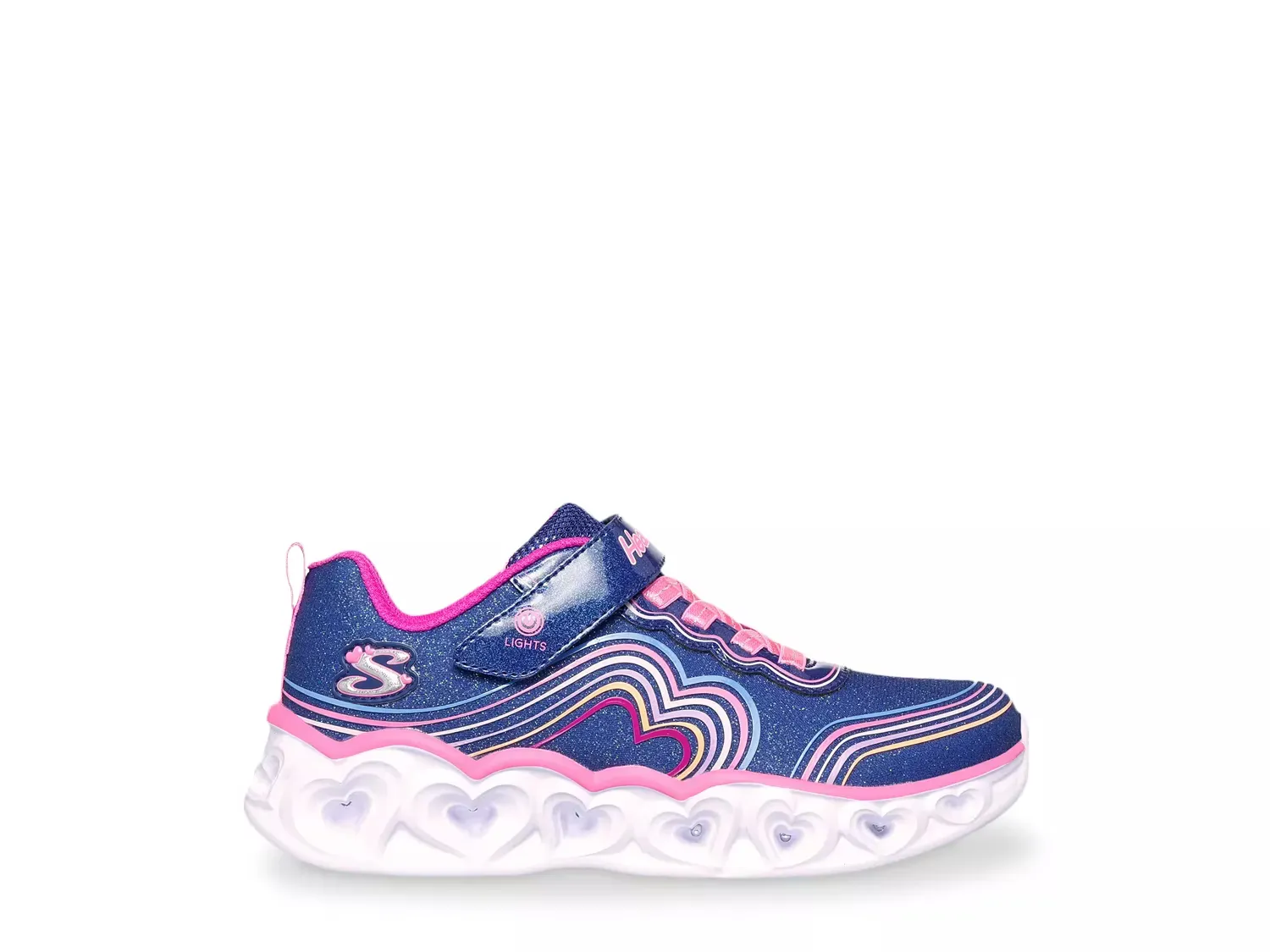 Светящиеся кроссовки Heart Lights Retro Hearts Slip-On - детские Skechers, Navy — фото 4