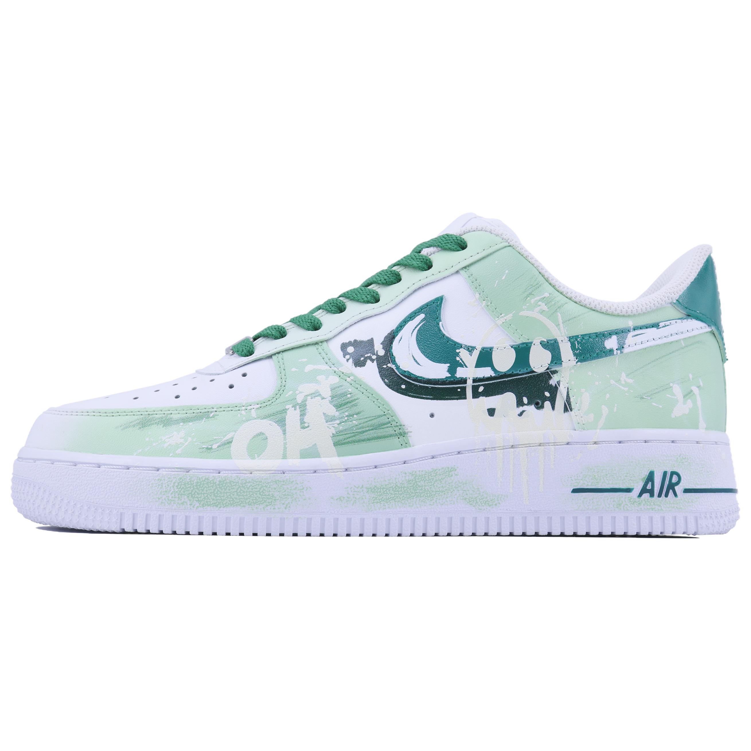 

Nike Кроссовки Air Force 1 Mint Graffiti SDS, износостойкие, низкие, для скейтбординга, мужские, белые, зеленые