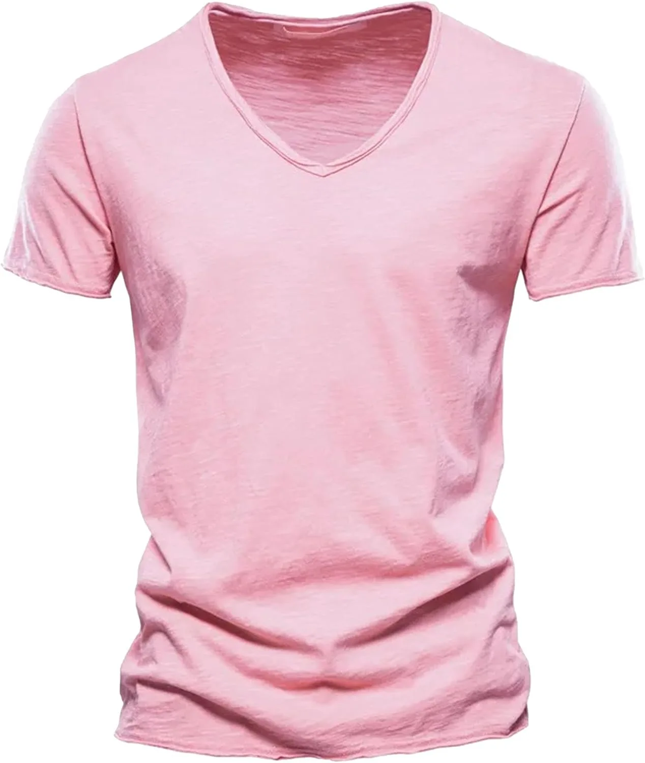 

Футболка мужская V-образный вырез хлопок QOAAIE