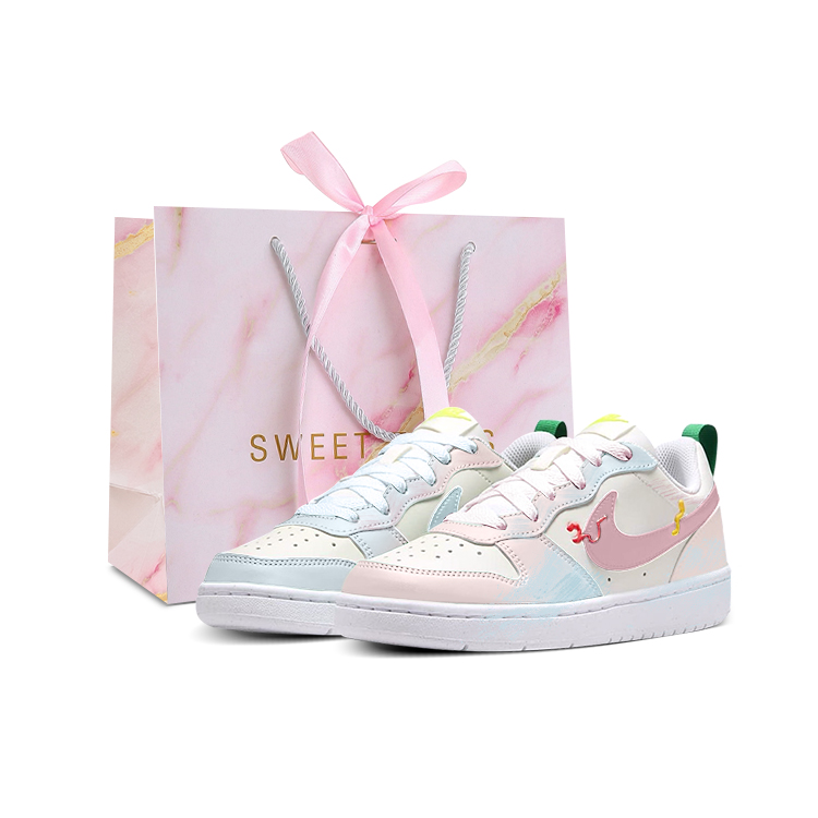 

Nike Кроссовки для скейтбординга Court Borough Low top детские, Pink Blue Unisex