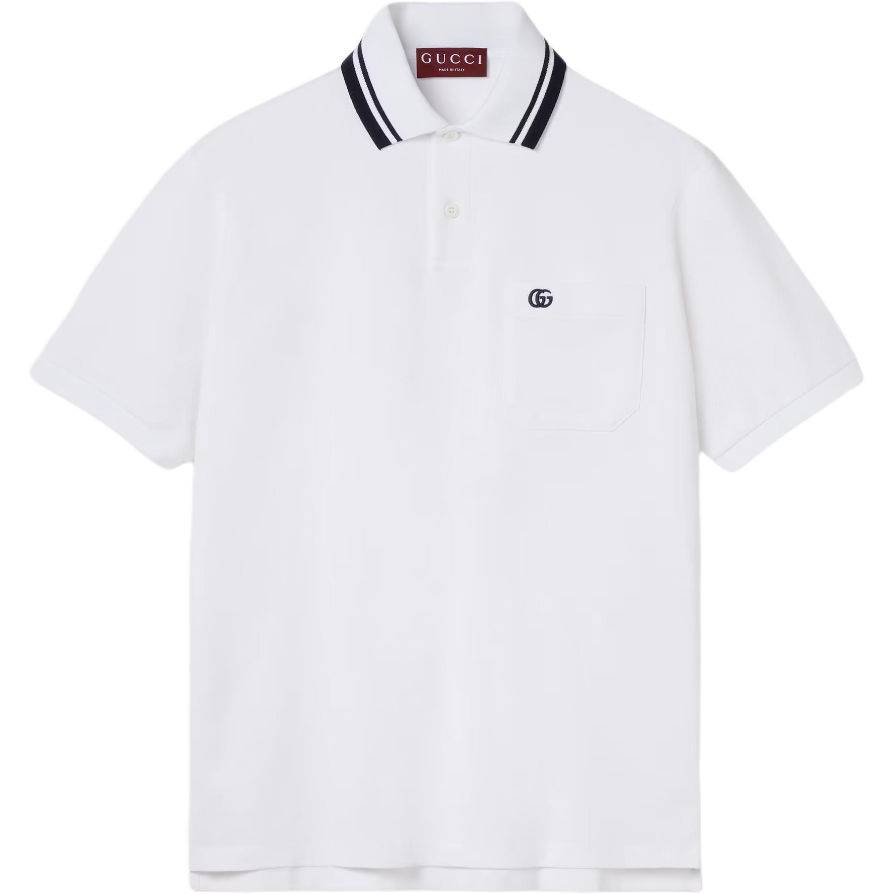 

Вышитая пике короткий рукав поло GUCCI, белый