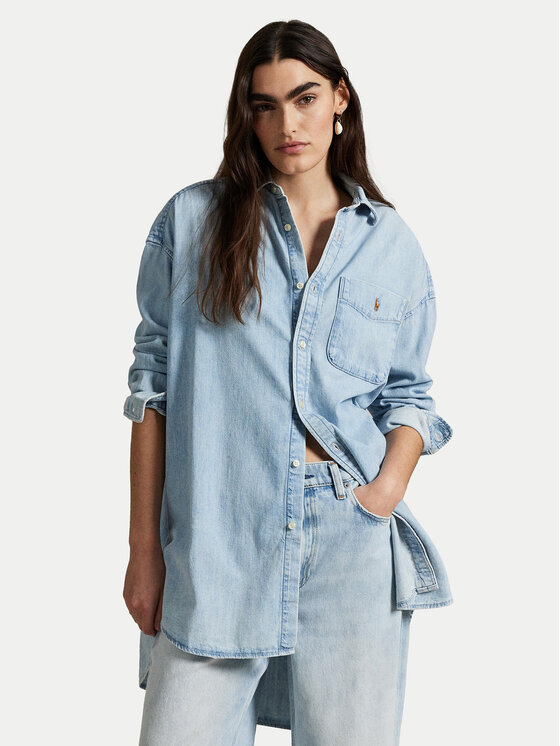 

Рубашка из денима большого размера 211964726001 Polo Ralph Lauren, синий