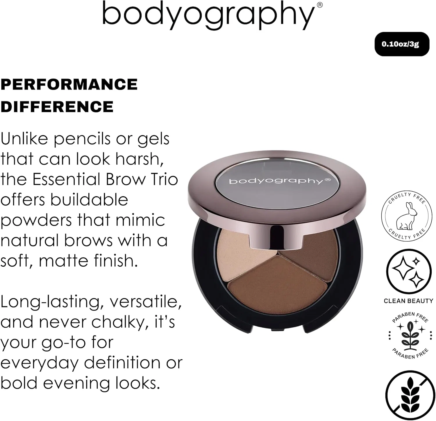 Набор для бровей Bodyography Brow Trio Essential, коричневый — фото 3