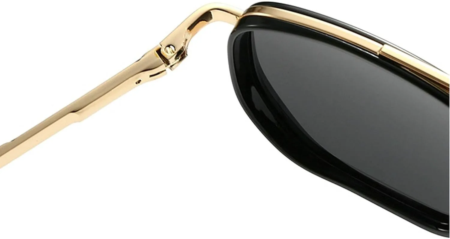 

Винтажные поляризованные солнцезащитные очки для мужчин, квадратная металлическая оправа, модный аксессуар для активного отдыха, двухлучевой дизайн mincl, Gray Black