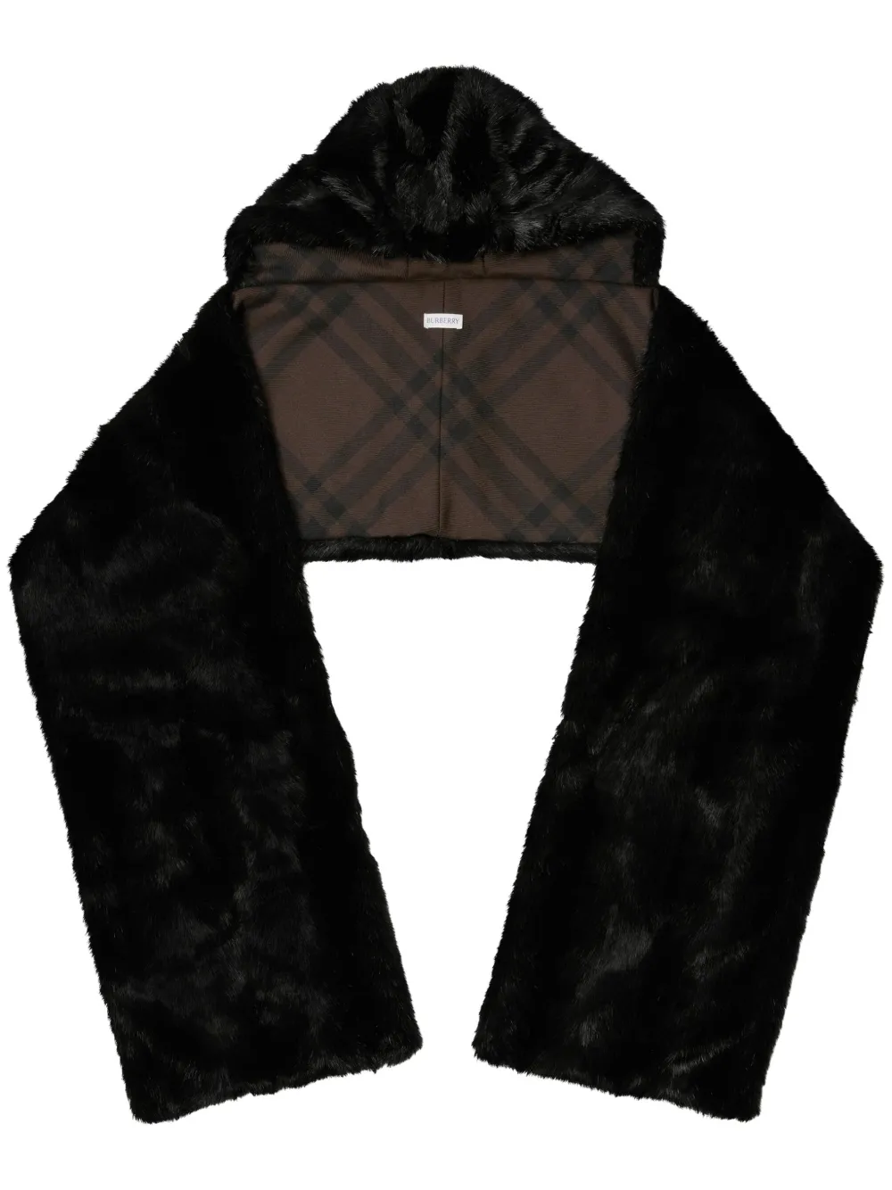 

Шарф из искусственного меха с капюшоном BURBERRY, черный